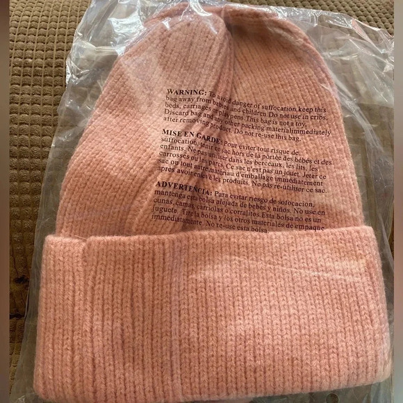 Beanie Smiley Face Unisex Hat Blush OS - Picture 3 of 3